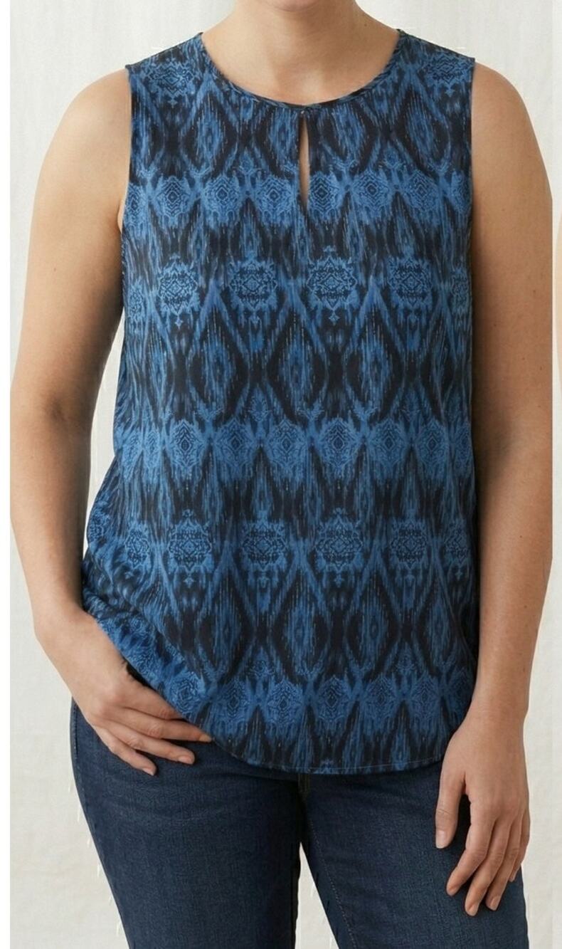 Cato Est 1946 14/16W Blue Black Pattern Sleeveless Blouse Polyester